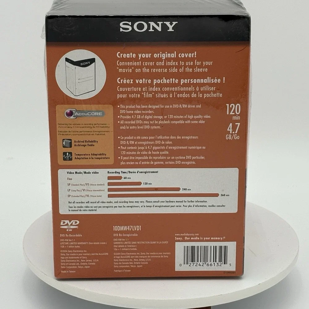 Sony DVD-RW Recordable 10 Pack 4.7GB 120 Min Discs With Cases Factory Sealed NEW